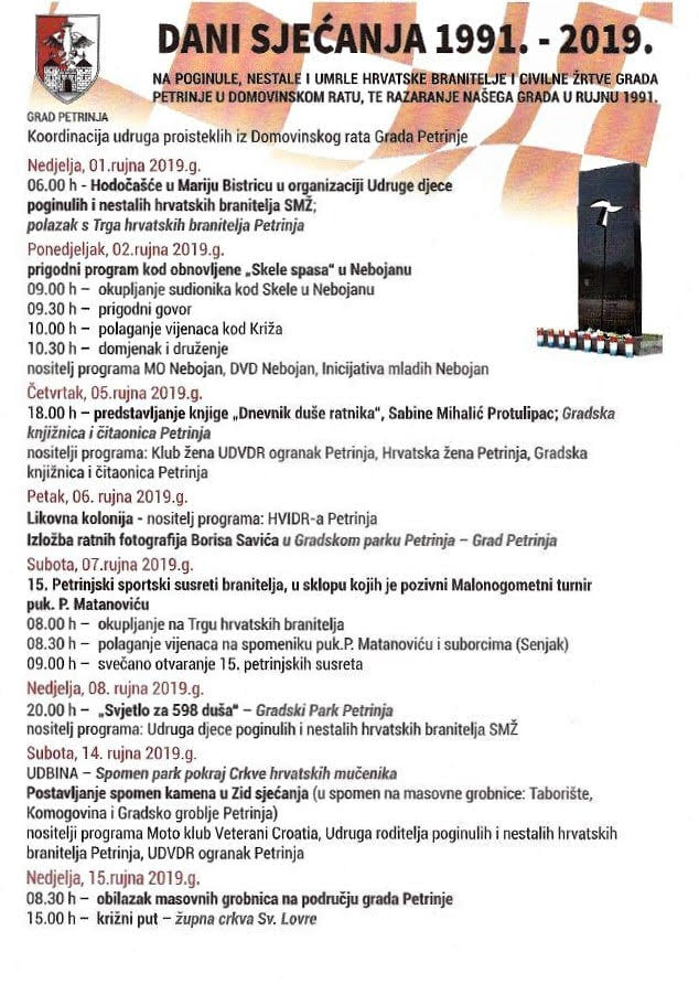 Dani sjećanja 1991. – 2019.